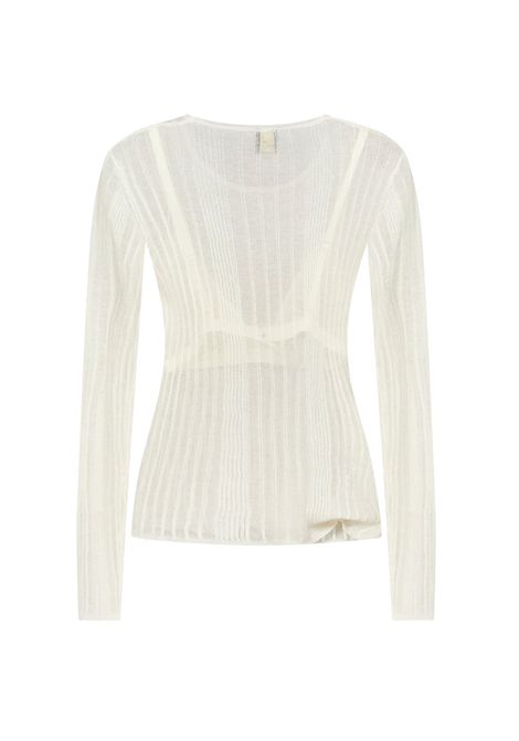 Maglia Pinko donna 102977 A1ND bianca Alchemilla semitrasparente a costine PINKO | Maglie | 102977 A1NDZ09